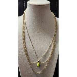 Kendra Scott Elisa Triple Strand Layered Necklace Neon Yellow Magnesite Pendant